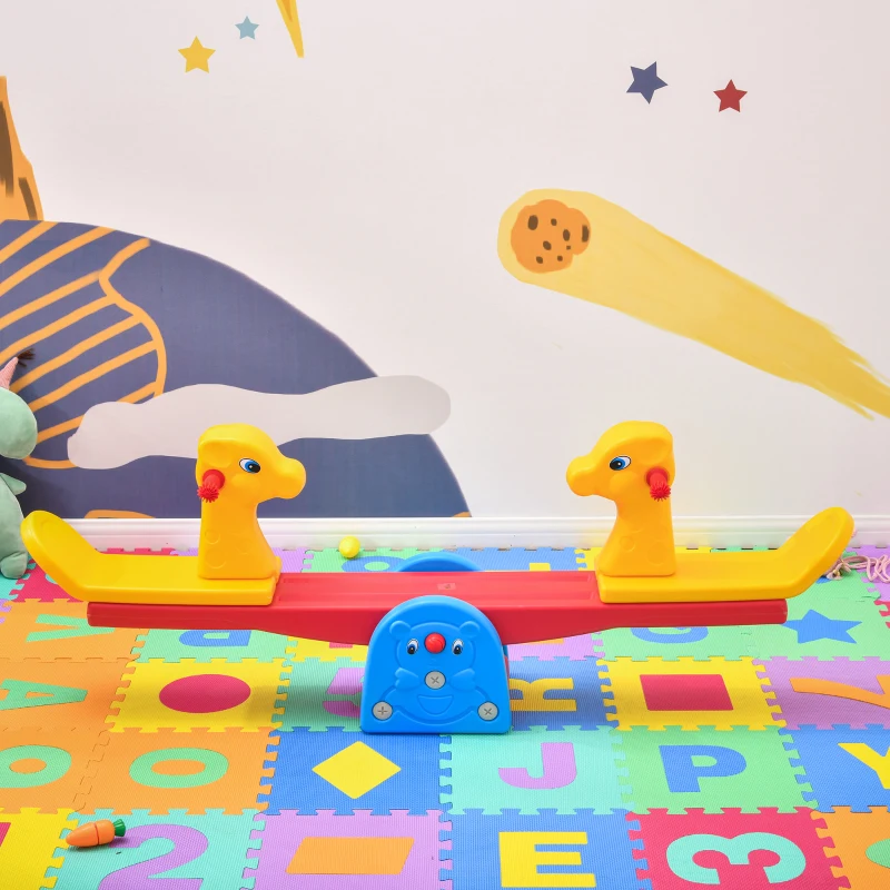 HOMCOM speeltuinwip met hertvorm kinderwip carrouselwip voor 1-4 jaar, kinderen kunststof veelkleurig 150 x 32 x 60 cm