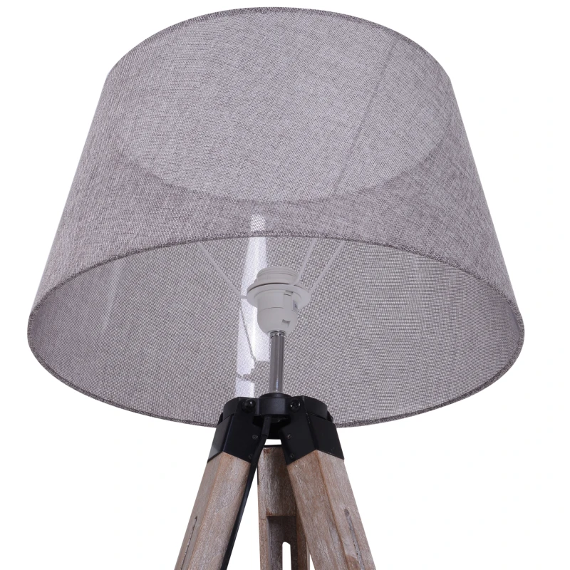 HOMCOM staande lamp vloerlamp stalamp tripod in hoogte verstelbaar hout Scandinavisch