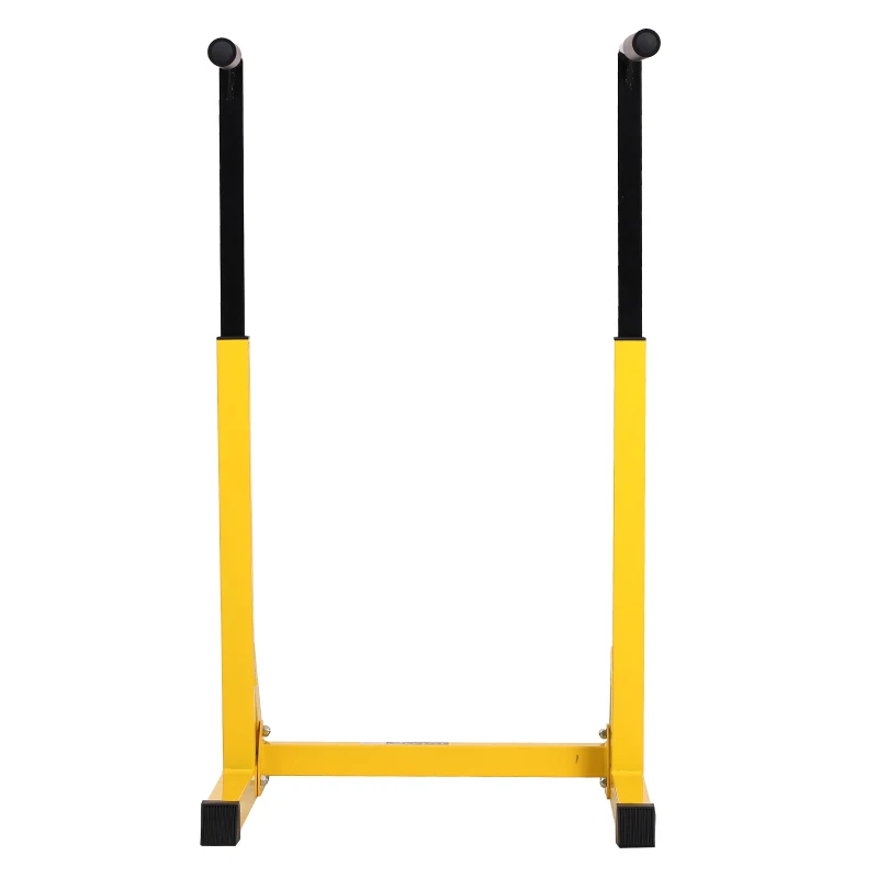 HOMCOM dipstation optrekstang krachtstation met halterbank buiktrainer opklapbare rugtrainer staal max.100 kg ideaal voor thuisgym geel + zwart 66 x 75 x 119 cm