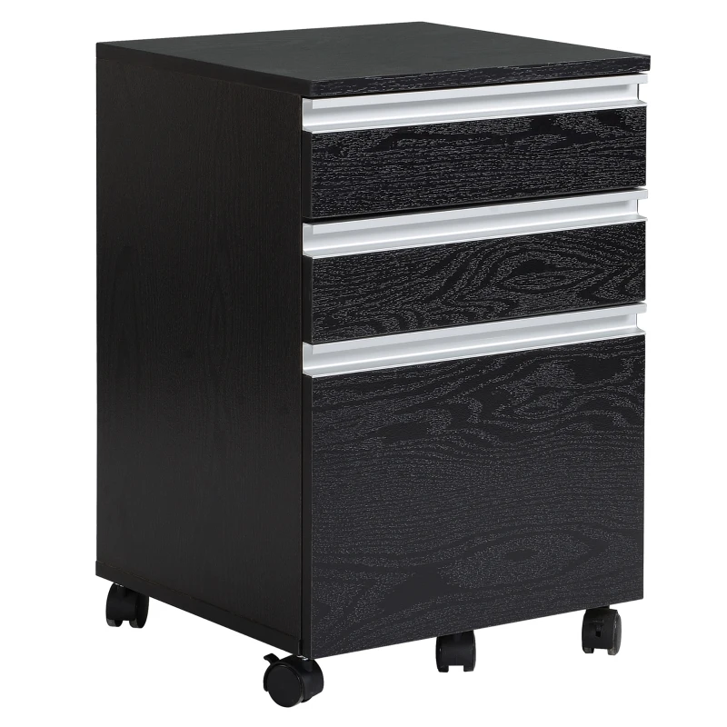 HOMCOM rollende kast archiefkast kantoorkast met schuiflade opbergkast opbergcontainer spaanplaat zwart 39 x 39 x 59,2 cm