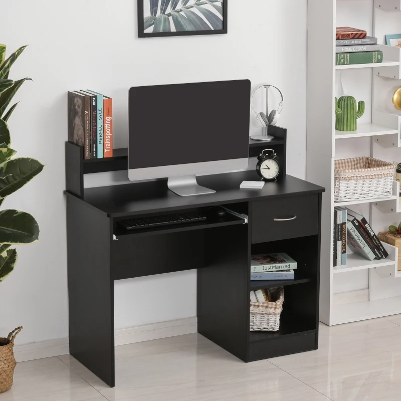 HOMCOM computertafel kantoortafel speeltafel PC-tafel met schuiflade E1-spaanplaat zwart 104 x 48 x 95,5 cm