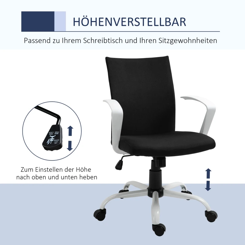 Vinsetto bureaustoel kantoorstoel mesh rugleuning met kantelfunctie hoofdsteun stoel thuiskantoor in hoogte verstelbaar ergonomisch 360° zwenkwielen schuimstof nylon zwart 61 x 61 x 89-99 cm