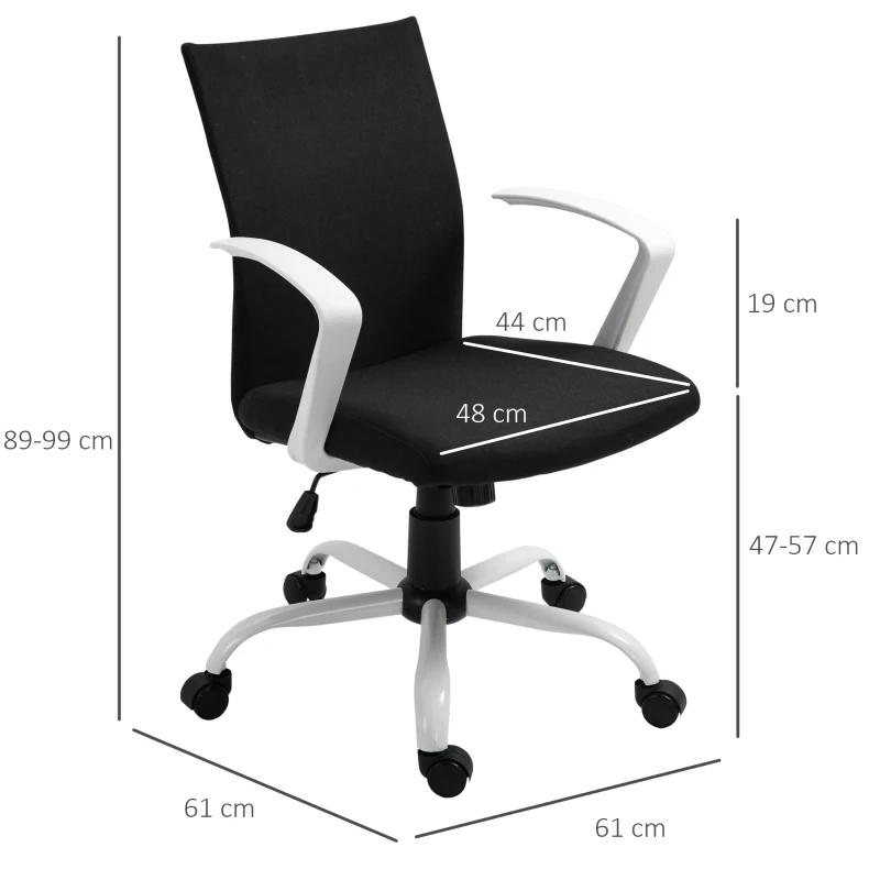 Vinsetto bureaustoel kantoorstoel mesh rugleuning met kantelfunctie hoofdsteun stoel thuiskantoor in hoogte verstelbaar ergonomisch 360° zwenkwielen schuimstof nylon zwart 61 x 61 x 89-99 cm