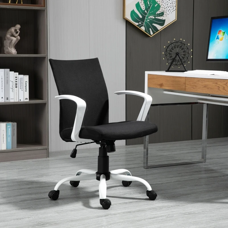 Vinsetto bureaustoel kantoorstoel mesh rugleuning met kantelfunctie hoofdsteun stoel thuiskantoor in hoogte verstelbaar ergonomisch 360° zwenkwielen schuimstof nylon zwart 61 x 61 x 89-99 cm