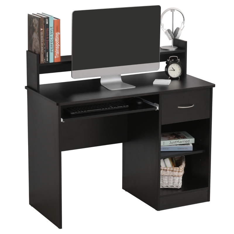 HOMCOM computertafel kantoortafel speeltafel PC-tafel met schuiflade E1-spaanplaat zwart 104 x 48 x 95,5 cm