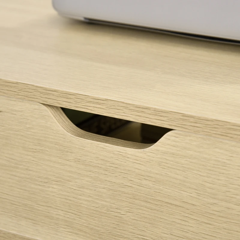 HOMCOM Modern Computer Desk with Lift Top for Home Office, Writing Desk with Drawer and Open Compartment, Natural