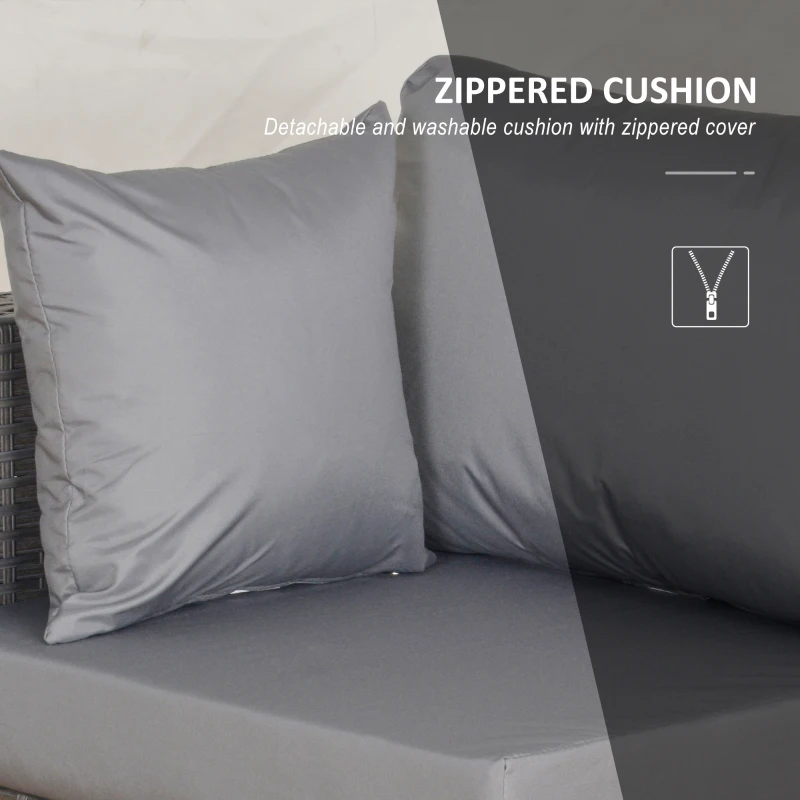 Outsunny 10 Pcs Rattan Sofa Set-Grey/Dusty Blue Cushion