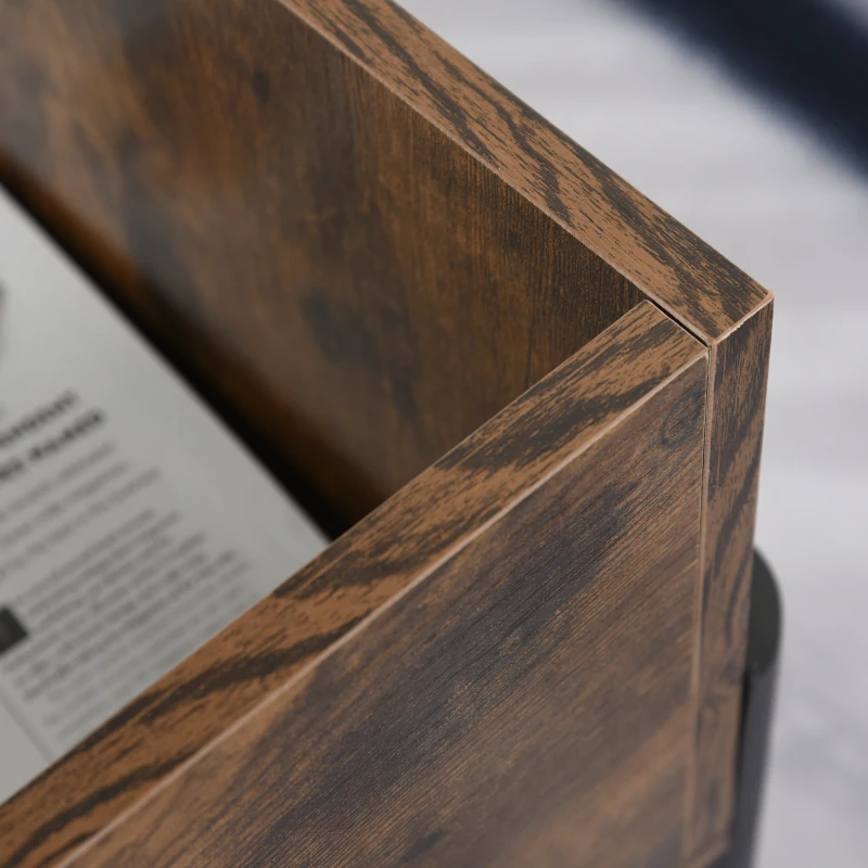 HOMCOM salontafel bijzettafel koffietafel tafelblad woonkamer tafel open behuizing opbergvak stijlvol spaanplaat metaal bruin + zwart 118x60x47cm