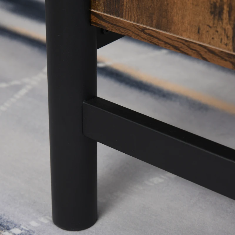 HOMCOM salontafel bijzettafel koffietafel tafelblad woonkamer tafel open behuizing opbergvak stijlvol spaanplaat metaal bruin + zwart 118x60x47cm