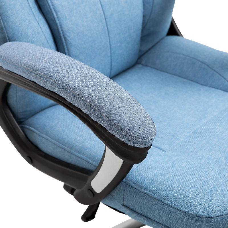 Vinsetto Executive Office Gaming Chair Linen Rocking Seat w/ Adjustable Padded Seat & Wheels in Blue