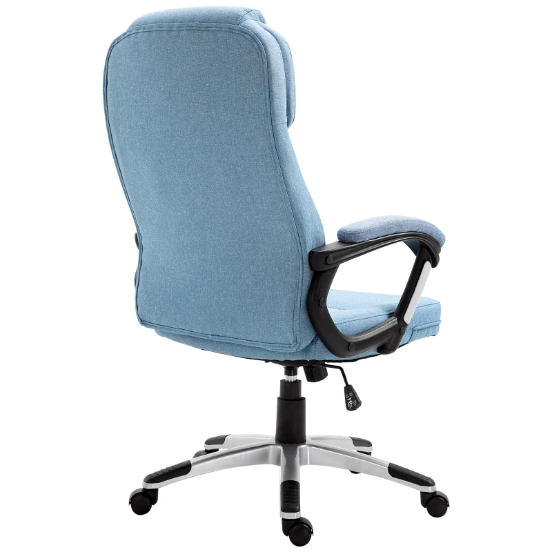 Vinsetto Executive Office Gaming Chair Linen Rocking Seat w/ Adjustable Padded Seat & Wheels in Blue