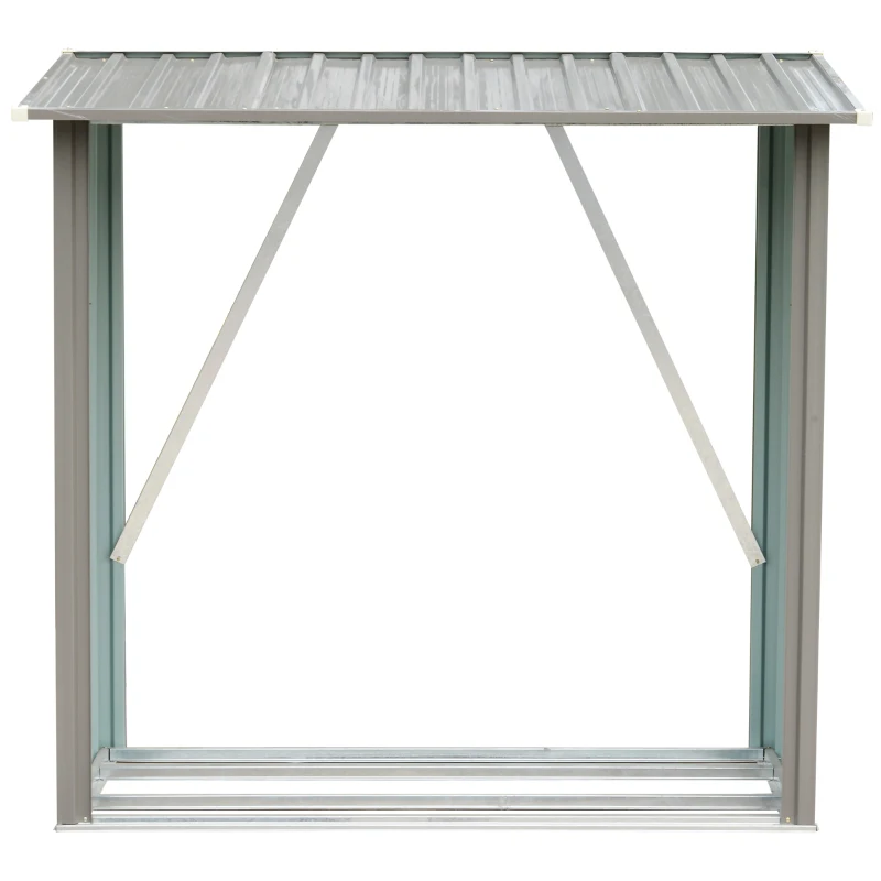 Outsunny® REGAŁ ZEWNĘTRZNY NA DREWNO KOMINKOWE DREWUTNIA Stal Szary