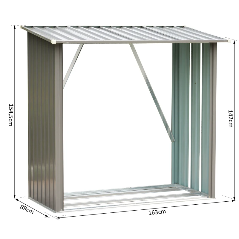 Outsunny® REGAŁ ZEWNĘTRZNY NA DREWNO KOMINKOWE DREWUTNIA Stal Szary