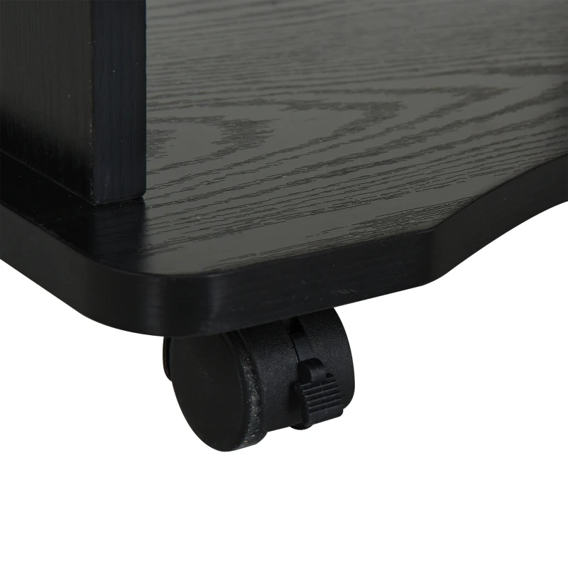 HOMCOM Mobile Computer Desk Office Table with Sliding Keyboard, Shelves, Wood Grain