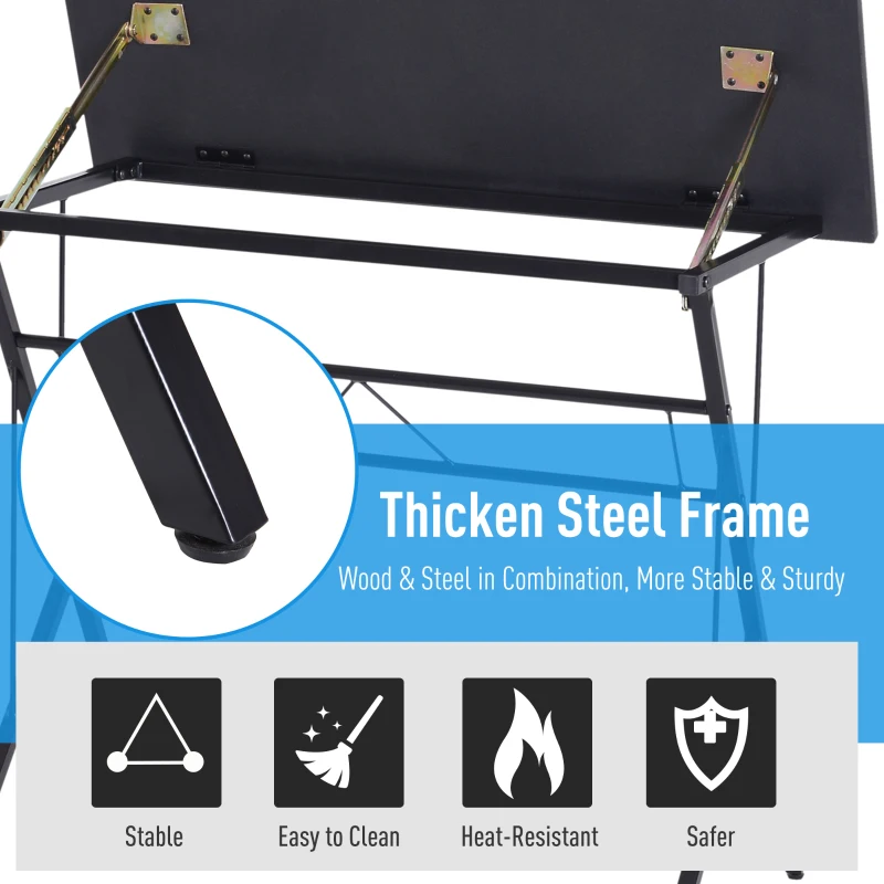 Vinsetto Adjustable Laptop Tilt  Stand Writing Desk Workstation w/ Stopper Black Table