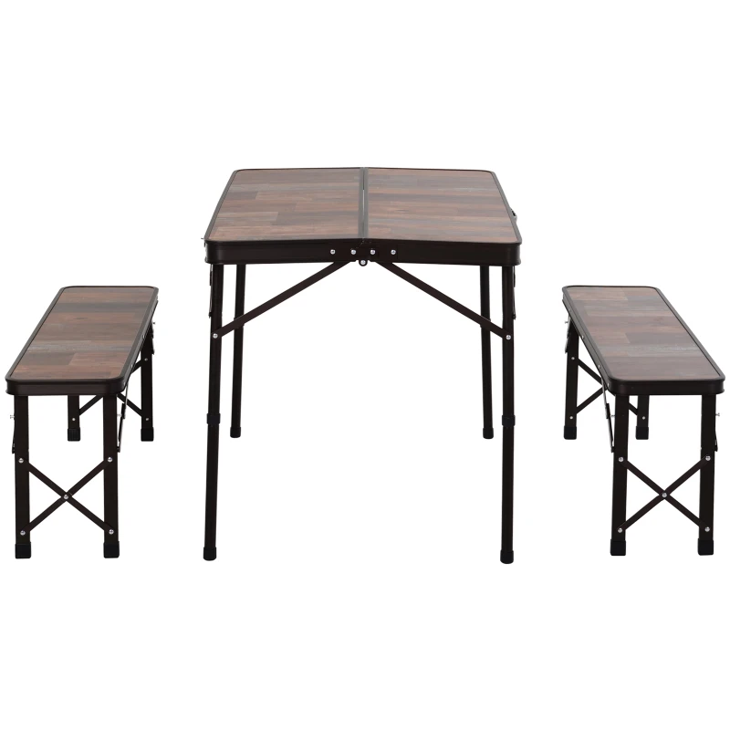Outsunny MDF Height Adjustable Portable Picnic Dining Table Set