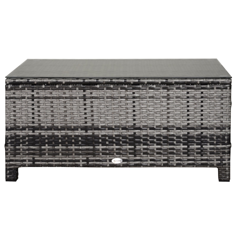 Outsunny PE Rattan Garden Coffee Table w/ Tempered Glass Top Grey