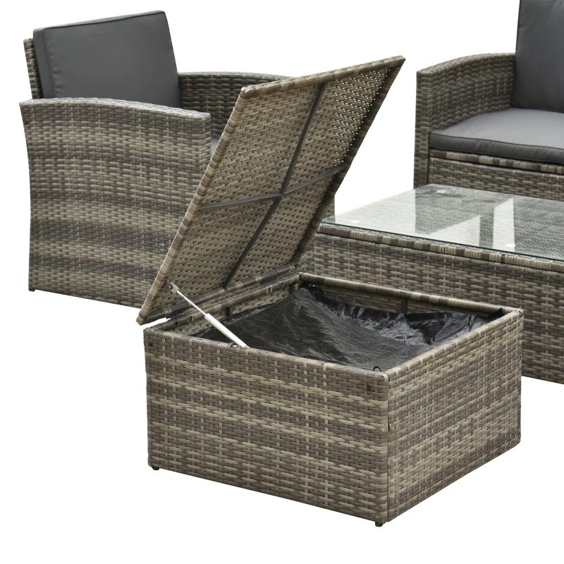 Outsunny 6-Seater Outdoor Garden Rattan Furniture Set w/ Table Grey