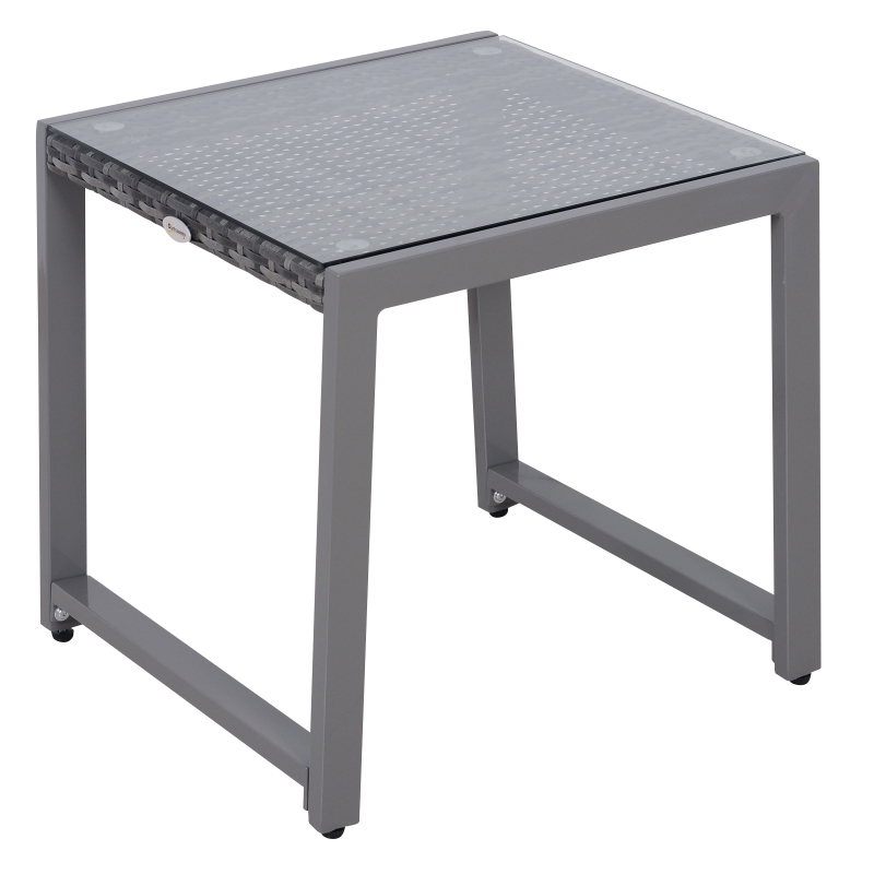 Outsunny Patio Rattan Side Table, 50L x 49.5W x 50Hcm-Grey