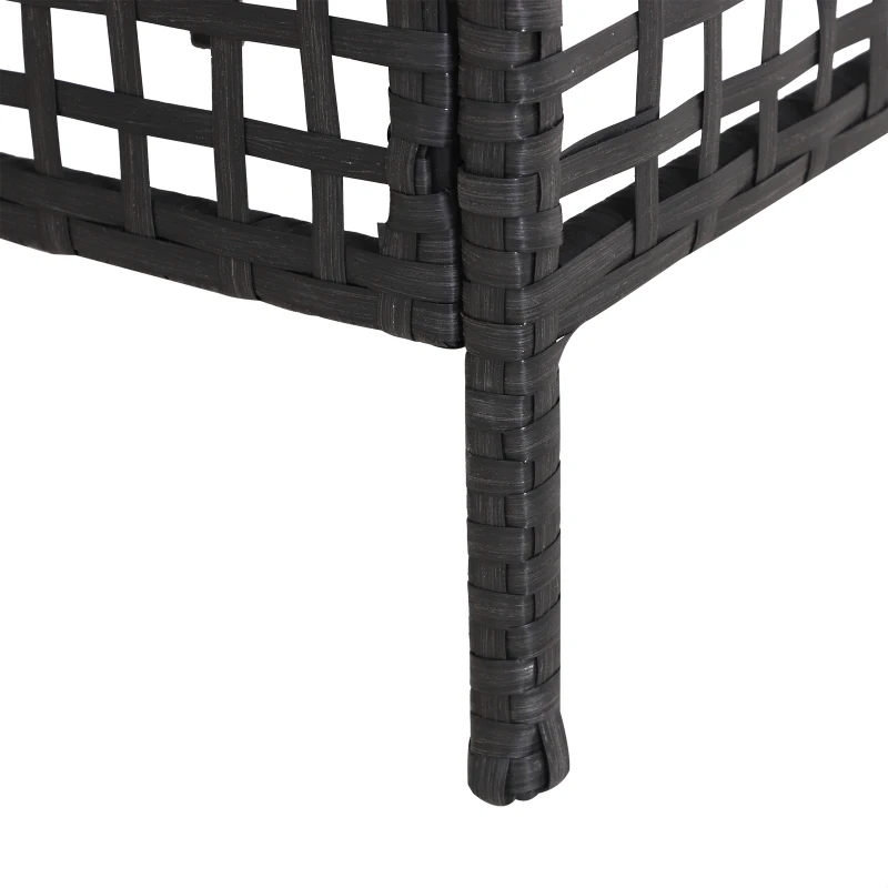Outsunny Rattan End Table W/Glass-Black