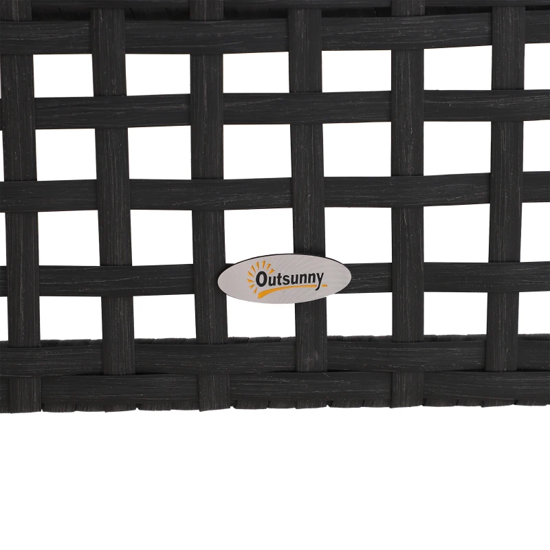 Outsunny Rattan End Table W/Glass-Black