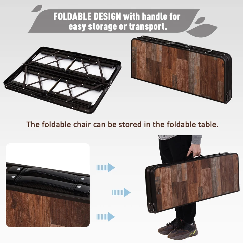 Outsunny MDF Height Adjustable Portable Picnic Dining Table Set