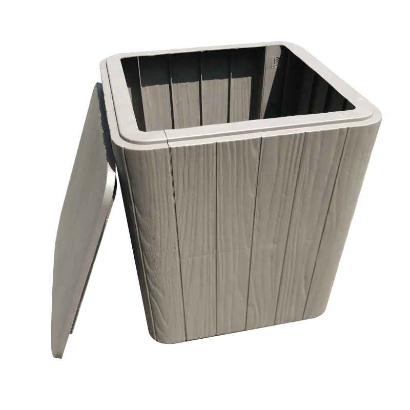 Outsunny Wood Effect Coffee Table Square Storage Box Garden Furniture Bucket Patio Grey