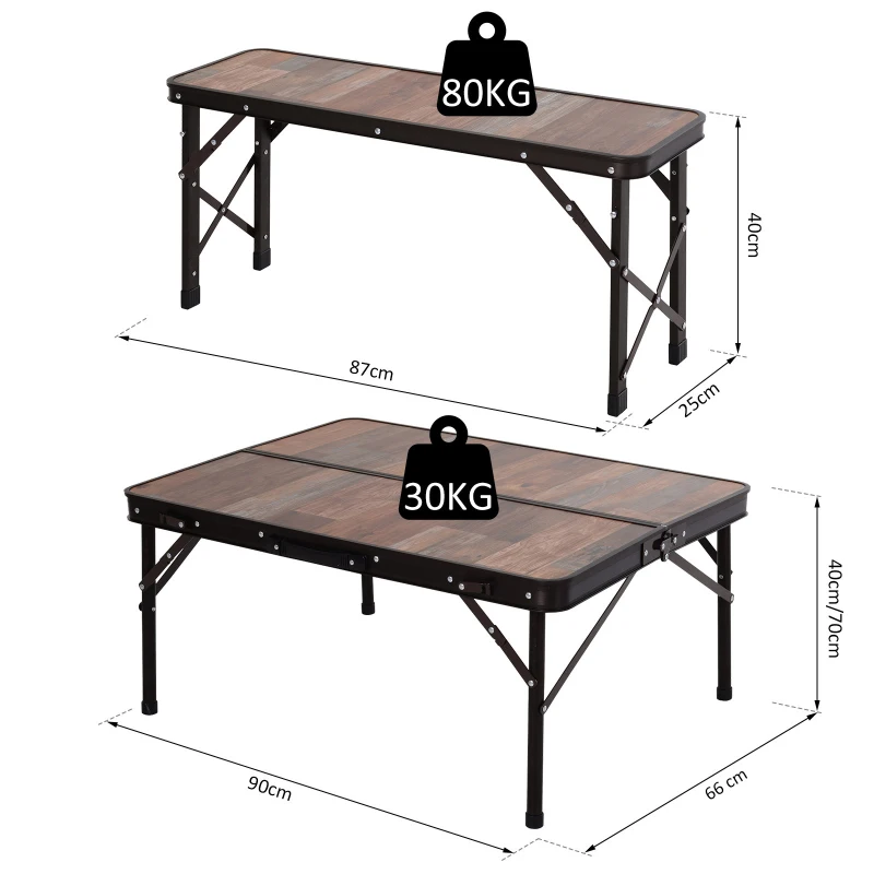 Outsunny MDF Height Adjustable Portable Picnic Dining Table Set