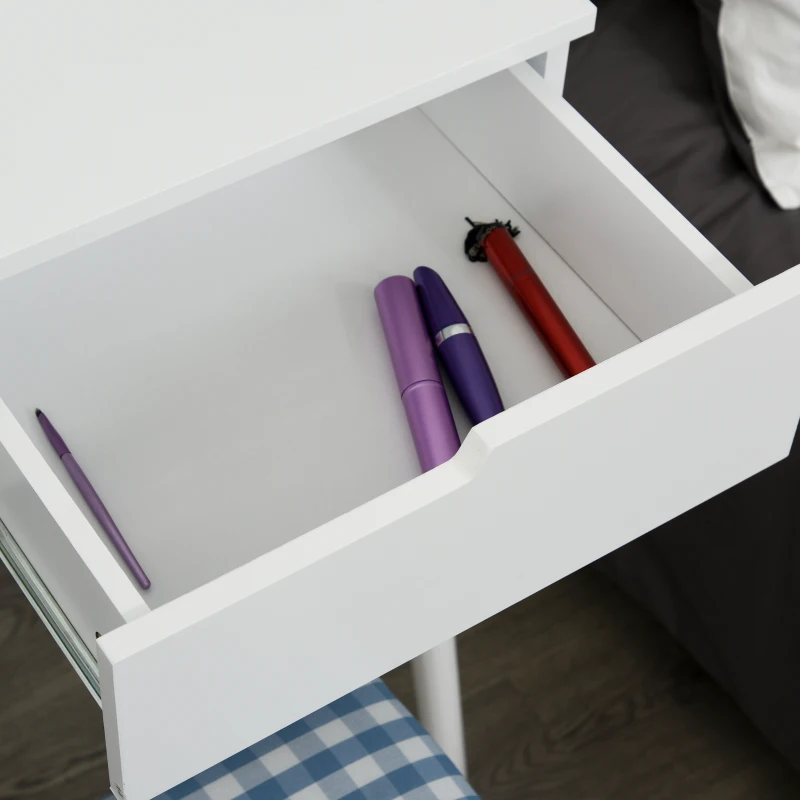 HOMCOM Pine Wood Dressing Table w/ Stool White/Oak