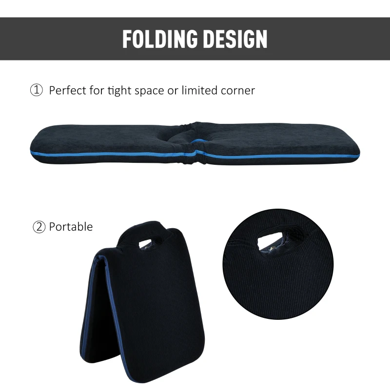 HOMCOM Folding Floor Chair, Lazy Sofa, Steel, 90°-180° Foldable, Space Saving, Blue