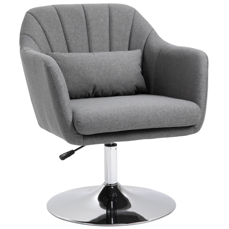 HOMCOM Linen Upholstered Height Adjustable Armchair w/ Pillow Grey