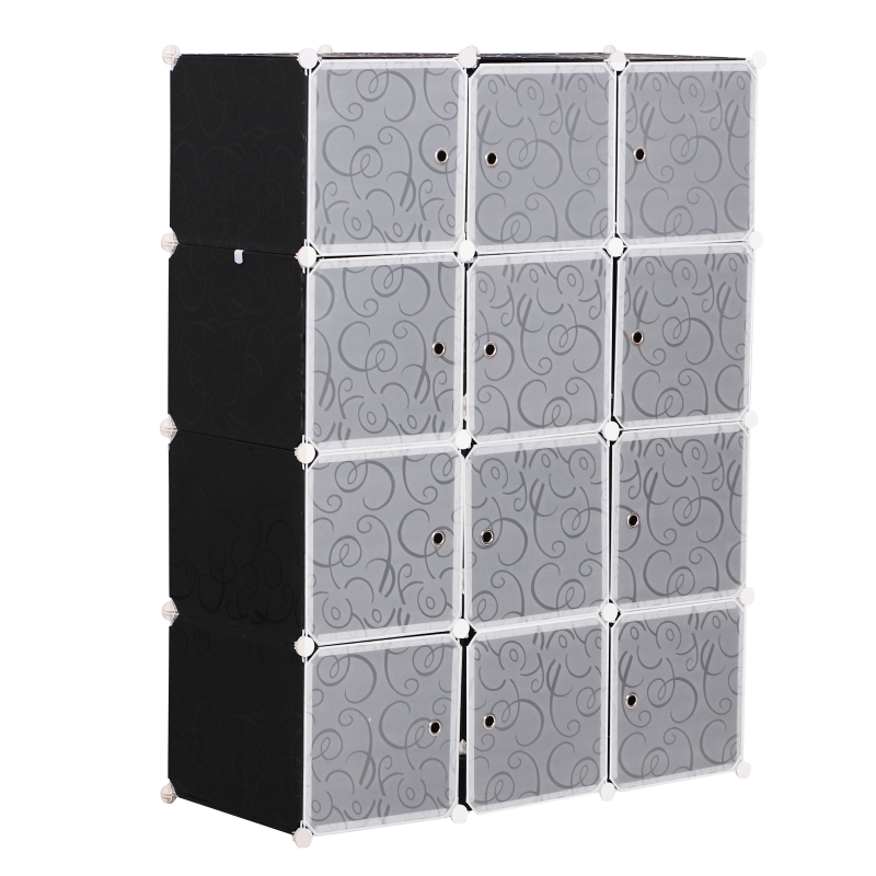 HOMCOM DIY Portable Wardrobe Closet, 111L x 47W x 145Hcm-Black/White