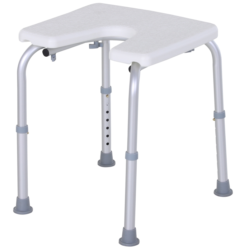 HOMCOM Aluminium Alloy 7-Level Non-Slip Bathroom Stool White