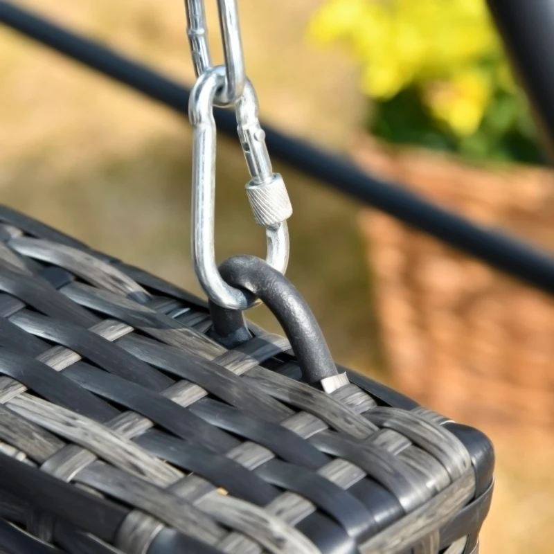 Outsunny 2 Seater Patio Rattan Swing Chair Hanging Chair Garden Loveseat Bench w/ Cushion