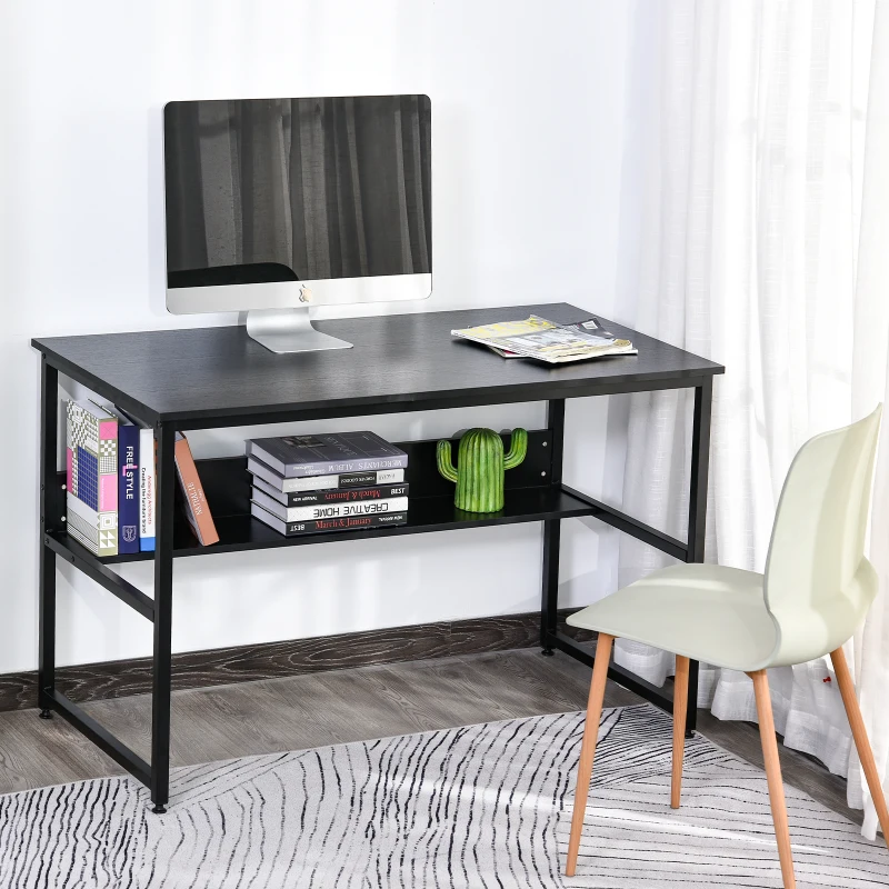 HOMCOM bureau voor werkkamer computertafel kantoortafel thuiskantoor modern design spaanplaat metaal zwart 120 x 60 x 75 cm