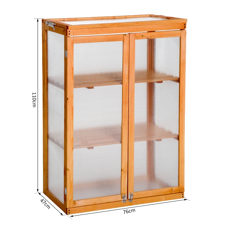 Outsunny 3-Tier Outdoor Garden Wooden Greenhouse, 76x47x110 cm