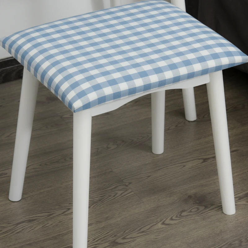 HOMCOM Pine Wood Dressing Table w/ Stool White/Oak