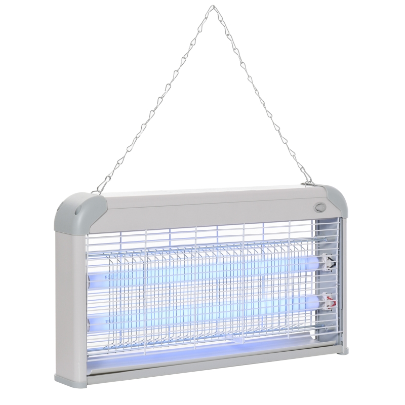 Outsunny Wall-mounted Portable Mosquito LED Killer Lamp, Steel-Grey