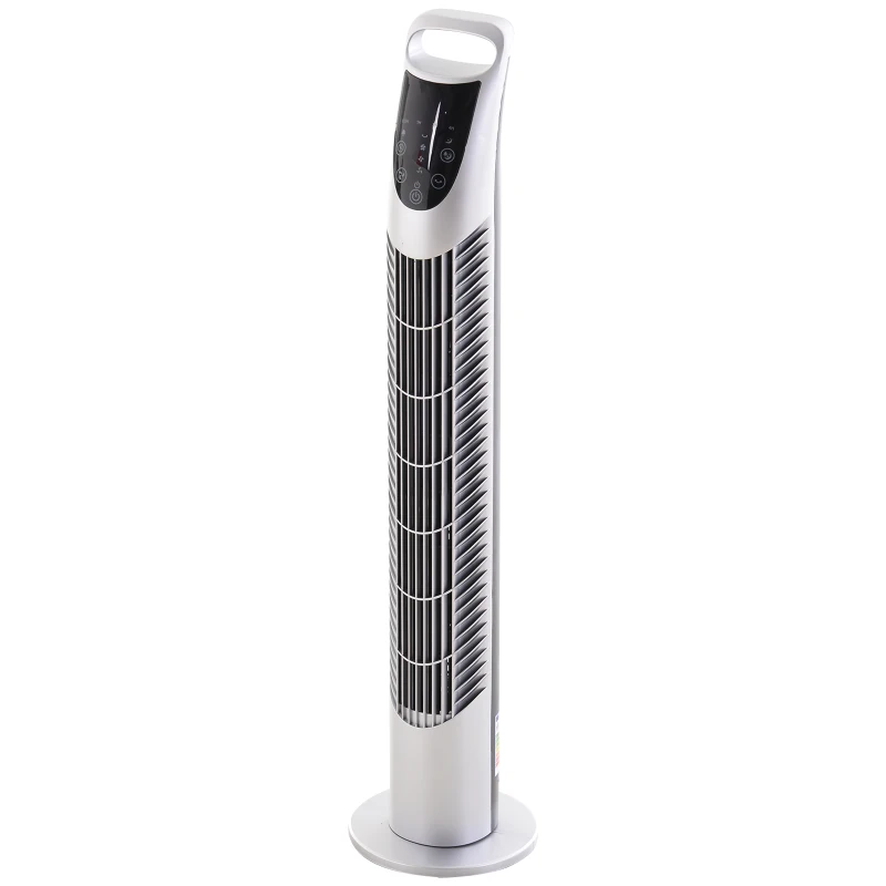 HOMCOM 40W Wind Speed Adjustable ABS Quiet Oscillating Tower Fan w/ Remote Silver