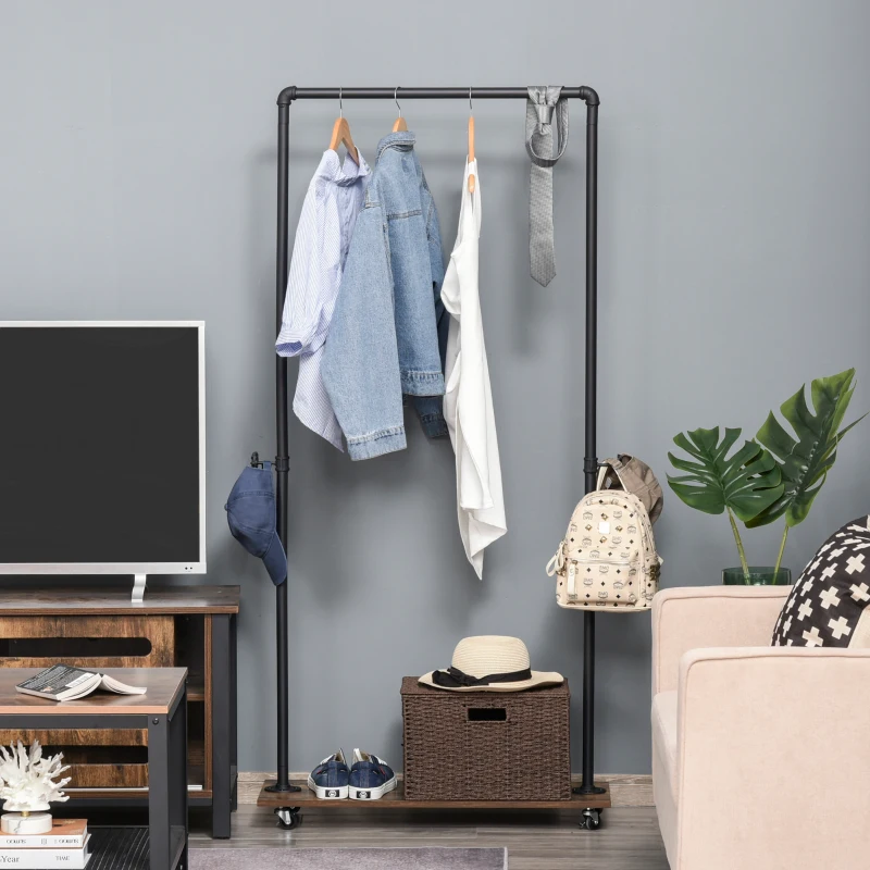 HOMCOM Clothing Garment Rack, Rolling Clothes Organizer on Wheels for Hanging Clothes