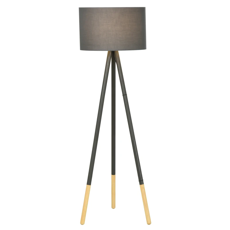 HOMCOM Steel Detachable Tripod Floor Lamp Grey