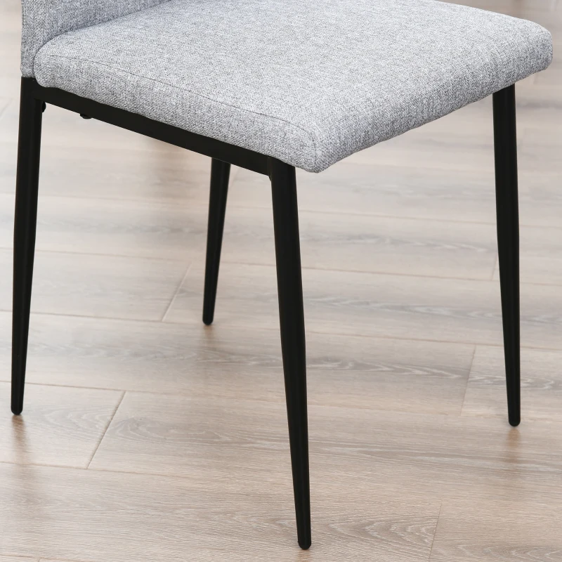 HOMCOM set van 4 keukenstoelen eetkamerstoelen bureaustoel met rugleuning gestoffeerde fauteuil kunstleer fauteuil houten poten grijs 41,5 x 54,5 x 87cm