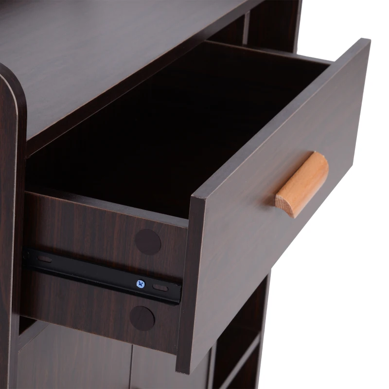 HOMCOM Hallway Side Cabinet Storage Unit Pine Wood, 80L x 29.5W x 96Hcm-Walnut