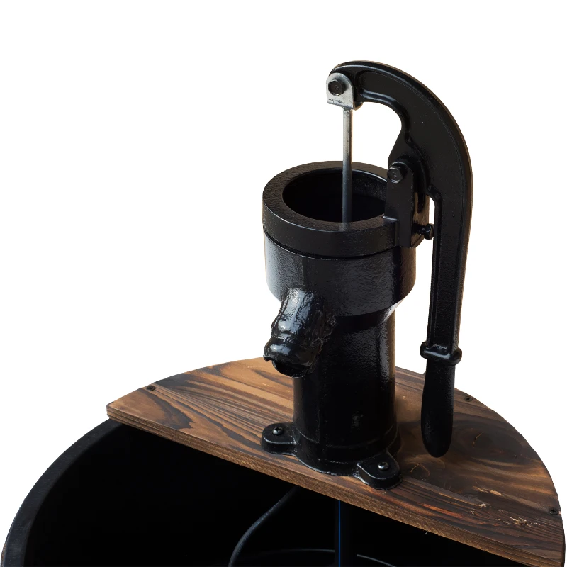 Outsunny Water Pump Fountain Barrel Elctric Tap Patio Wood Outdoor Garden