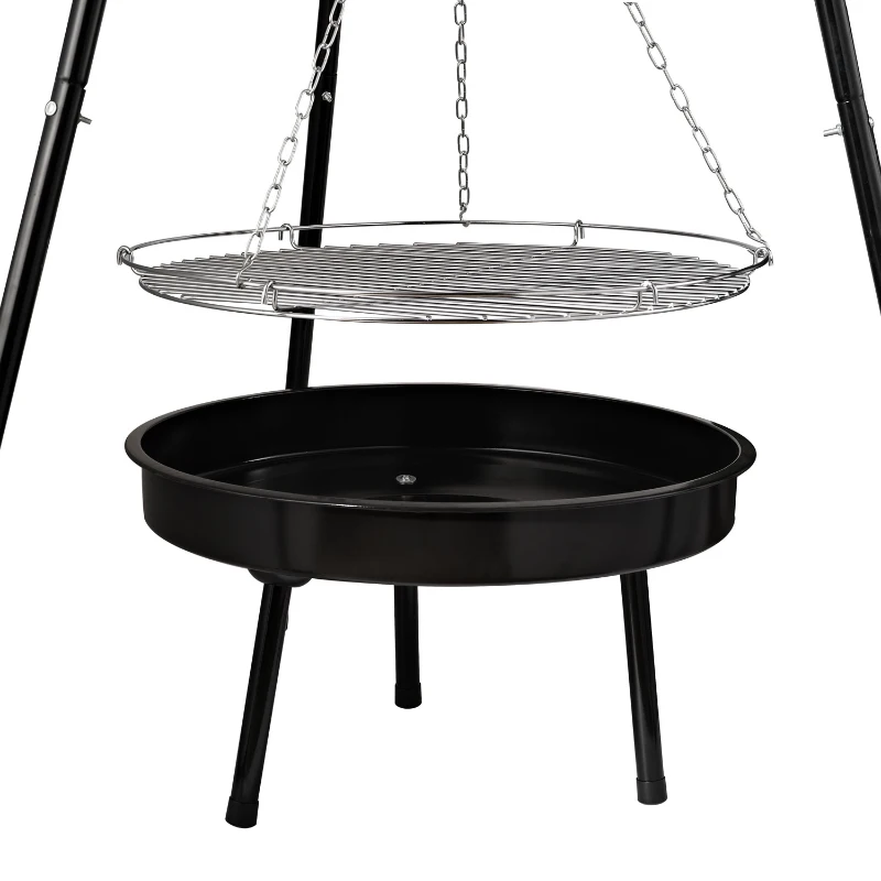 Outsunny Tripod Charcoal Barbecue Grill, size (70x70x165cm)-Black