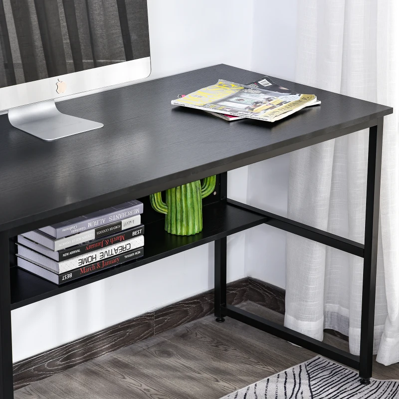 HOMCOM bureau voor werkkamer computertafel kantoortafel thuiskantoor modern design spaanplaat metaal zwart 120 x 60 x 75 cm