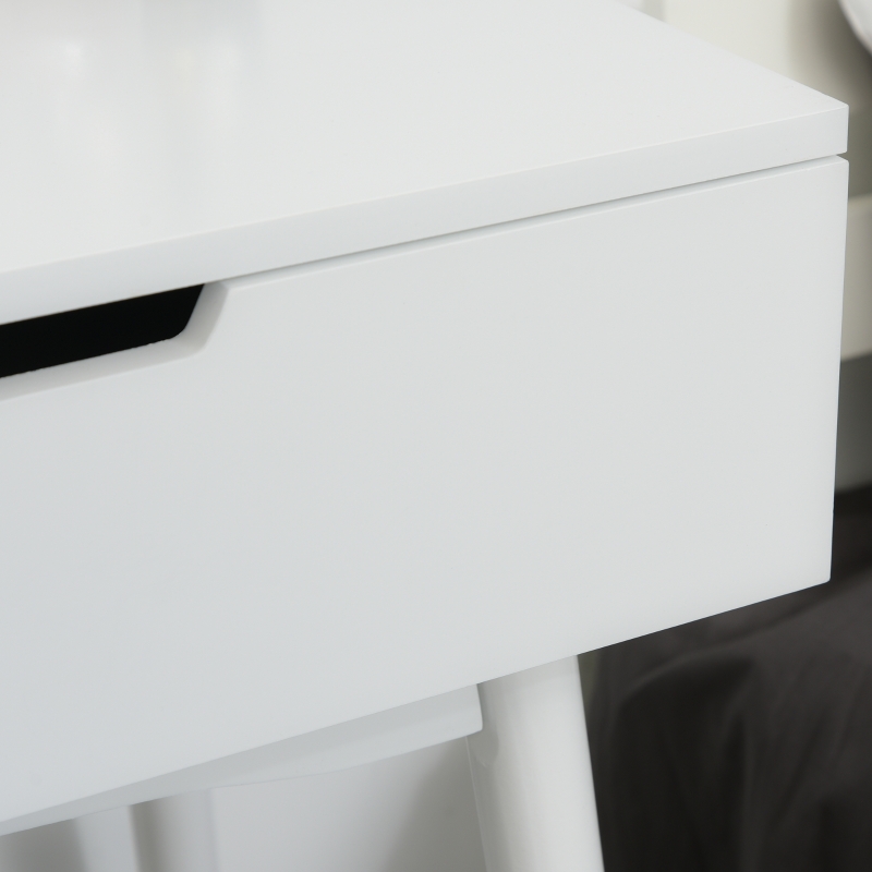 HOMCOM Pine Wood Dressing Table w/ Stool White/Oak