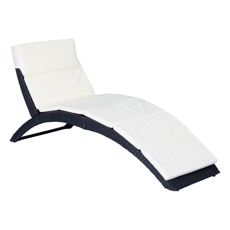 Outsunny Rattan Folding Sun Lounger-Black
