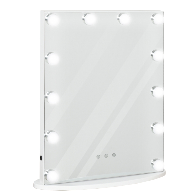 HOMCOM Hollywood Vanity LED Mirror Dimmable Illuminated Lights White 42cm x 14cm