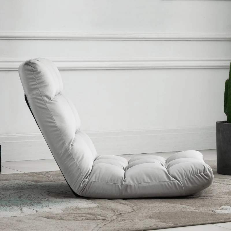 HOMCOM Lazy Floor Chair Adjustable Gaming- Grey